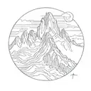 An intricate line art of the Mount Fitz Roy, a majestic mountain in Patagonia, Argentina tattoo design idea