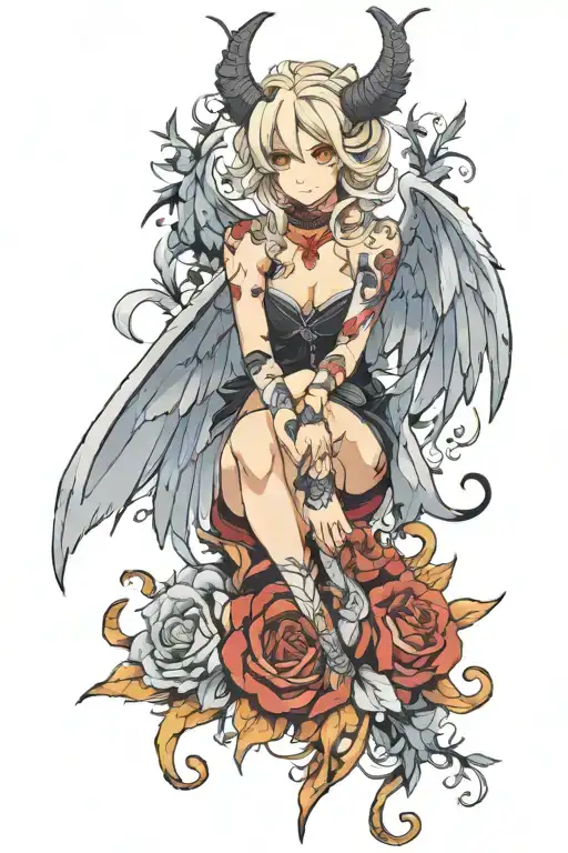 Create me a shoulder tattoo using even the devil was once an angel don’t be deceived tattoo design idea