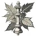 chess piece, weed-leaf,  tattoo design idea