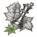 chess piece, weed-leaf,  tattoo design idea