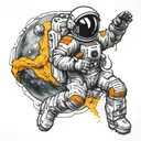 Astronaut floating in space tattoo design idea