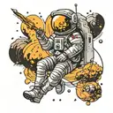 Astronaut floating in space tattoo design idea