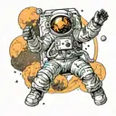 Astronaut floating in space tattoo design idea