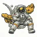 Astronaut floating in space tattoo design idea
