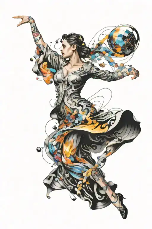 dance movement with physics formula transforming tattoo design idea