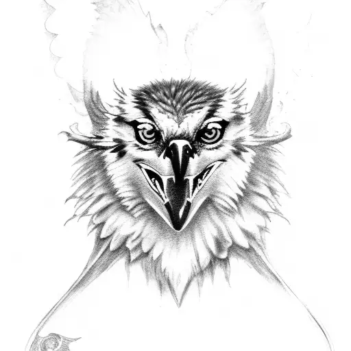 wolve body with osprey head tattoo design idea