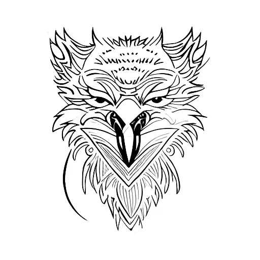 wolve body with osprey head tattoo design idea