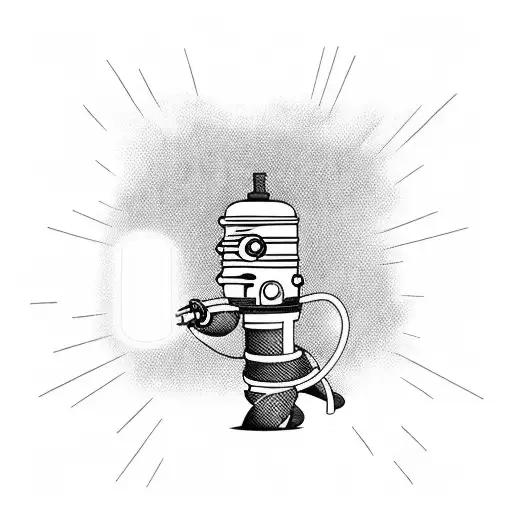 A minimalist design of Bender from Futurama holding a lightsaber tattoo design idea