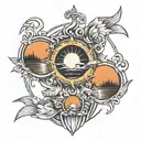 double sunrise tattoo design idea