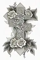 cross, roses, 05/18/16, noah, lucas tattoo design idea