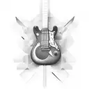 A black-grey tattoo of a software code waveform forming the shape of a guitar tattoo design idea