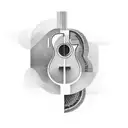 A black-grey tattoo of a software code waveform forming the shape of a guitar tattoo design idea