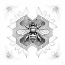 honey comb bee with sunflower tattoo design idea