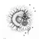 honey comb bee with sunflower tattoo design idea