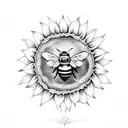 honey comb bee with sunflower tattoo design idea