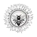 honey comb bee with sunflower tattoo design idea