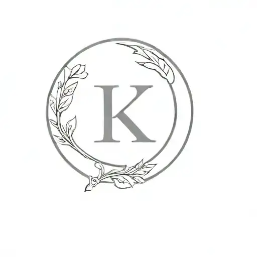 crest moon with a letter k initial in the middle tattoo design idea