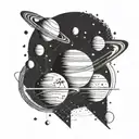 A geometric design representing the alignment of the planets in the solar system tattoo design idea