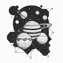 A geometric design representing the alignment of the planets in the solar system tattoo design idea