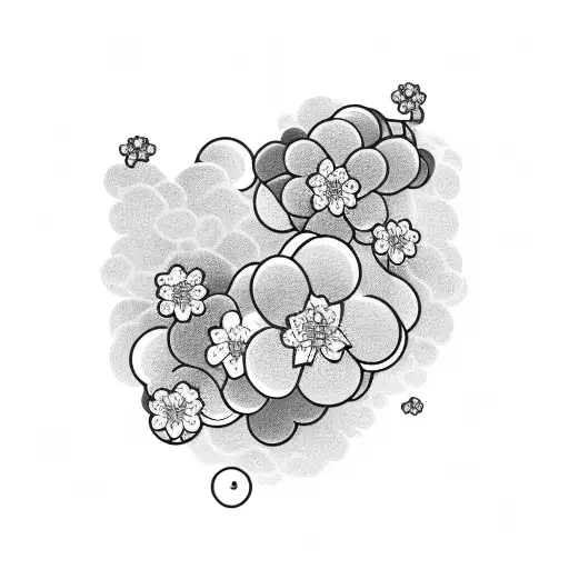 Japanese clouds merging with cherry blossoms tattoo design idea