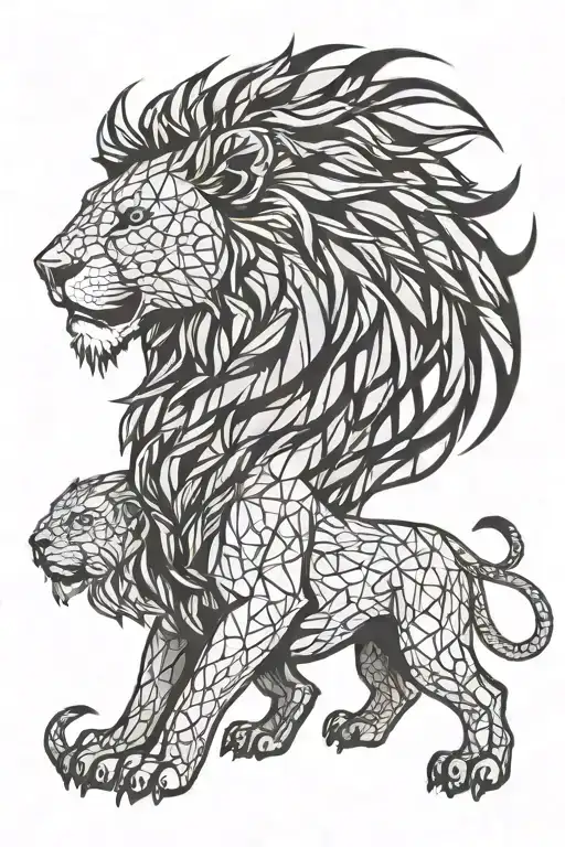 Lion and Fire tattoo design idea