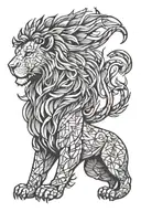 Lion and Fire tattoo design idea