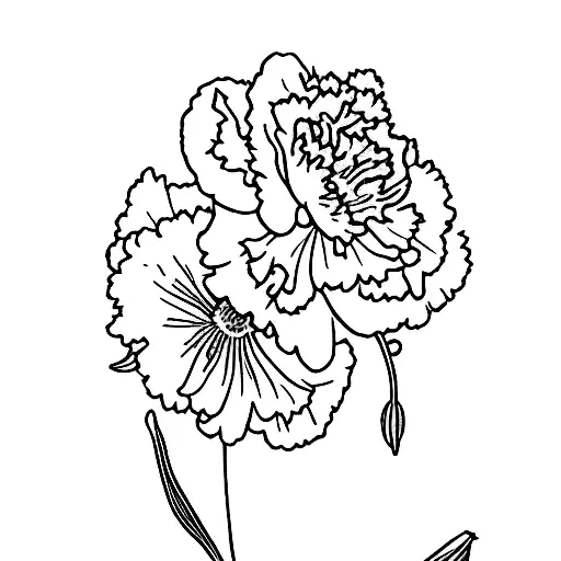carnation, daffodil, and marigold in a bouqet tattoo design idea