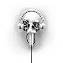 hear see speak no evil sculls head phone microphone cover mouth  tattoo design idea