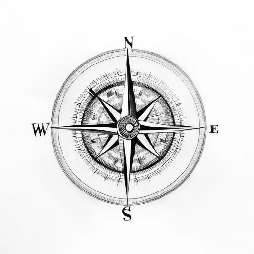 compass with swallow and anchor tattoo design idea