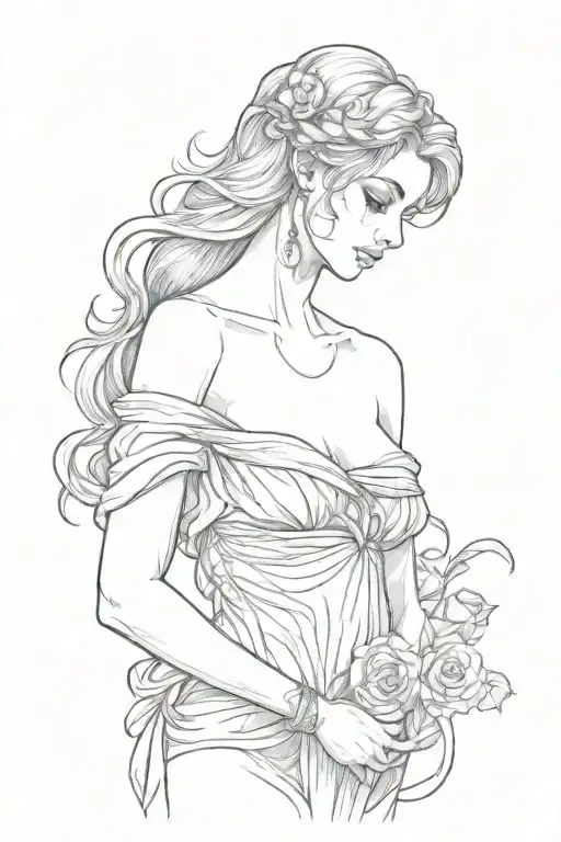 full body Aphrodite realistic sexy girl shoulder tattoo tattoo design idea