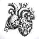 realistic mechanical heart tattoo design idea