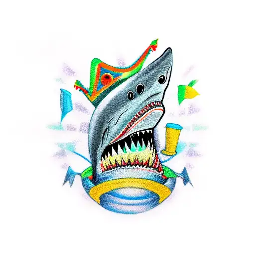 Shark wearing Sombrero  tattoo design idea