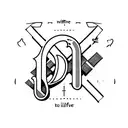 word JUSTIÇA, in which the letter T is a cross, thinline tattoo design idea