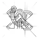 word JUSTIÇA, in which the letter T is a cross, thinline tattoo design idea