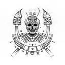 Mictlantecuhtli, the Aztec god of the underworld, in a black-grey style tattoo design idea