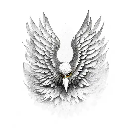 Eagle wings open from behind tattoo design idea