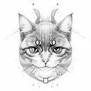 dark gore cat tattoo design idea