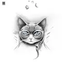 dark gore cat tattoo design idea