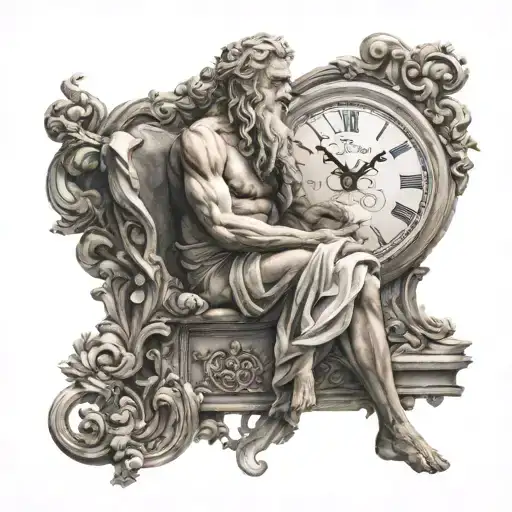 Chronos zeus with a time tattoo design idea