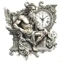 Chronos zeus with a time tattoo design idea