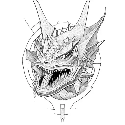 A cybernetic dragon coiling around the knee, embodying strength and power tattoo design idea