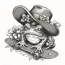 frog drawing + flower + hat + skate tattoo design idea