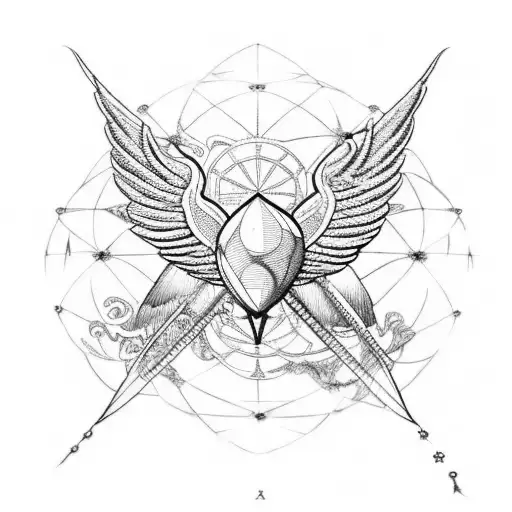 A globe with wings, symbolizing the freedom and adventure of traveling, surrounded by intricate dotwork patterns tattoo design idea