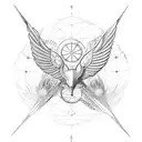 A globe with wings, symbolizing the freedom and adventure of traveling, surrounded by intricate dotwork patterns tattoo design idea