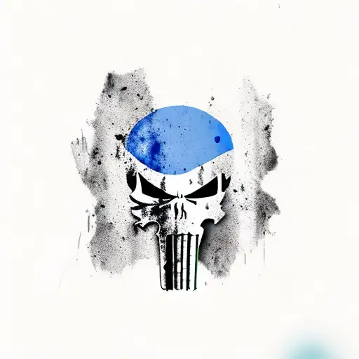 punisher skull, italian flag, blue line flag tattoo design idea