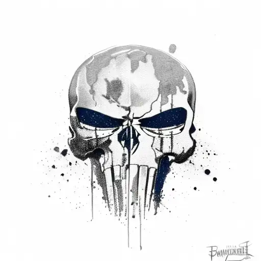 the punisher skull filled in with the italian flag and the blue line flag tattoo design idea