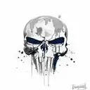 the punisher skull filled in with the italian flag and the blue line flag tattoo design idea