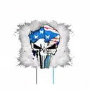 the punisher skull filled in with the italian flag and the blue line flag tattoo design idea