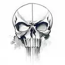 the punisher skull filled in with the italian flag and the blue line flag tattoo design idea
