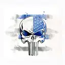 the punisher skull filled in with the italian flag and the blue line flag tattoo design idea